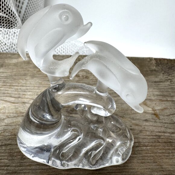 Handcrafted Glass Dolphin Figurine Sculpture Clear n Matt - Picture 7 of 7